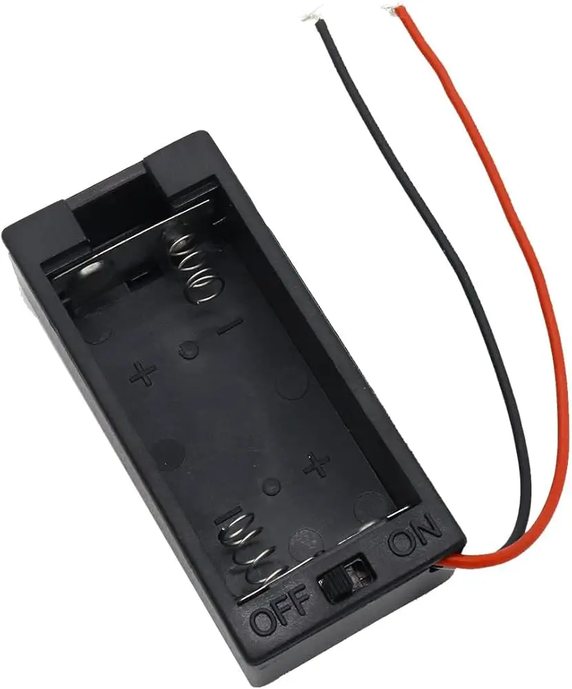 AA 2cell battery holder, hard plastic front open cover case with on-off switch, pack of 1 (2 x 1.5V = 3V)