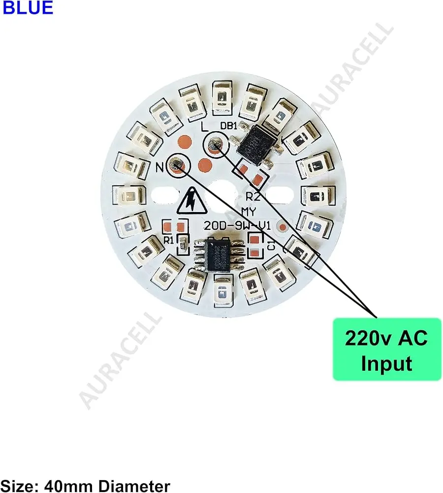 9-Watt 20-LEDs AC DOB Led Circular PCB for Led Bulbs Blue