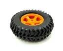 80mm x 25mm Hard plastic build rubber cover orange colour 6mm rod compatible robot wheel pack of 1pcs